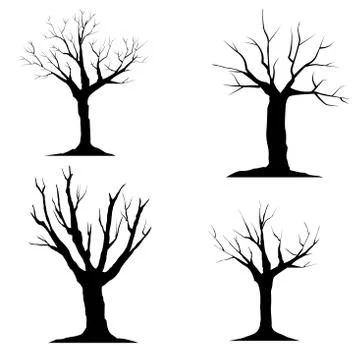 Black tree without leaves set Stock Illustration