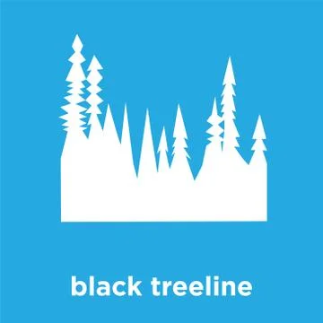 Black treeline icon isolated on blue background Stock Illustration