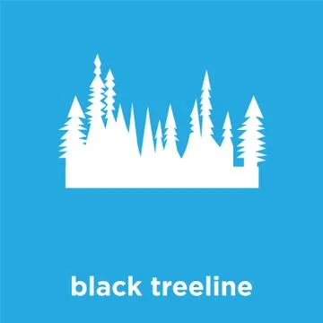 Black treeline icon isolated on blue background Stock Illustration