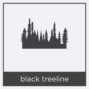 Black treeline icon isolated on white background Stock Illustration
