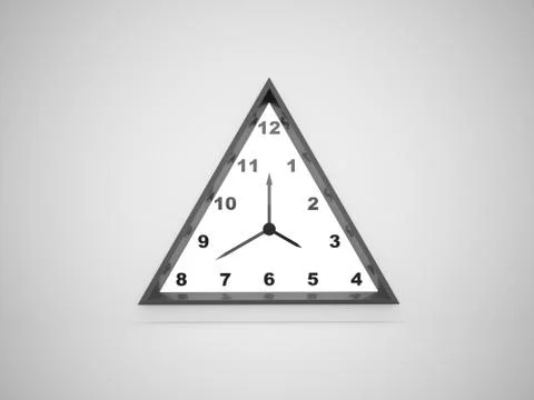 Black triangle clock rendered on dark background Stock Illustration