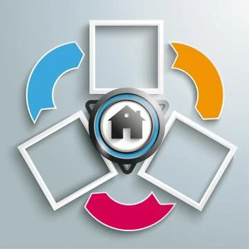 Black Triangle House 3 Frames Cycle Arrows Illustrazione stock