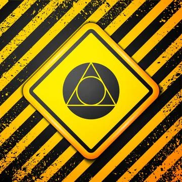 Black Triangle math icon isolated on yellow background. Warning sign. Vector Stock Illustration