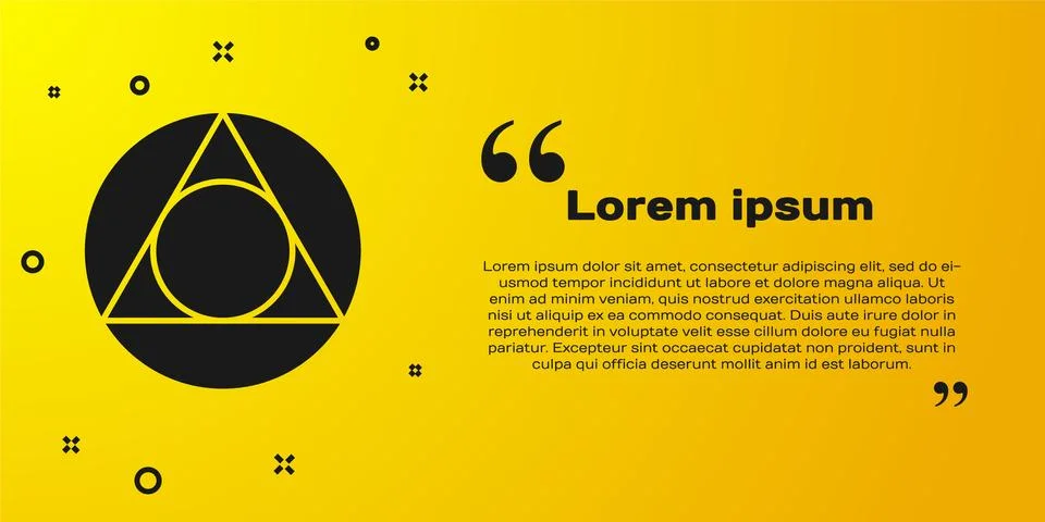 Black Triangle math icon isolated on yellow background. Vector 스톡 일러스트