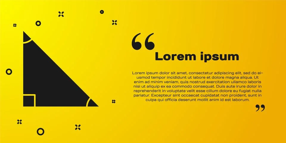 Black Triangle math icon isolated on yellow background. Vector Stock Illustration