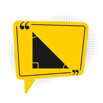 Black Triangle math icon isolated on white background. Yellow speech bubble Stock Illustration