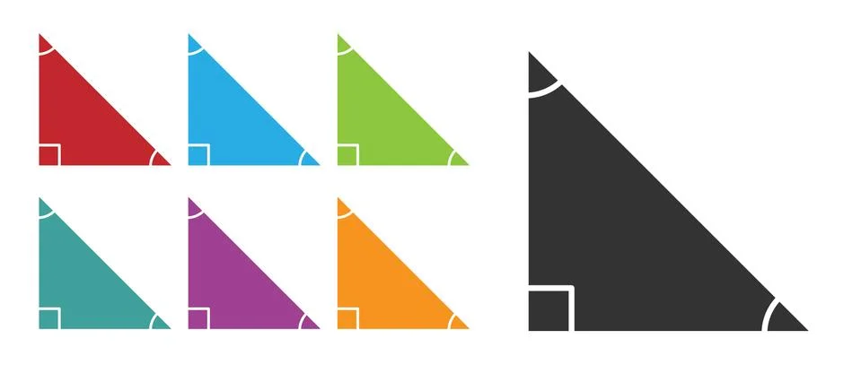 Black Triangle math icon isolated on white background. Set icons colorful Illustrazione stock
