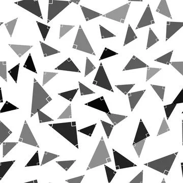 Black Triangle math icon isolated seamless pattern on white background. Vector Stock Illustration