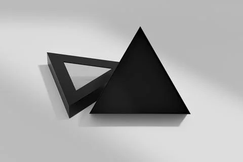 Black triangle shape paper box mockup, luxury gift box with window display Stock Illustration