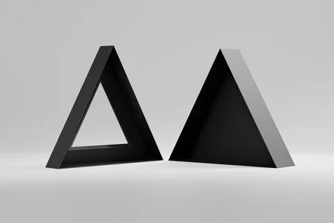Black triangle shape paper box mockup, luxury gift box with window display 스톡 일러스트