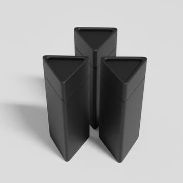 Black trianglular box mockup, triangular paper tube packaging mockup Illustrazione stock