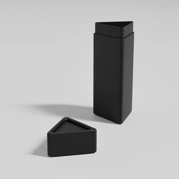 Black trianglular box mockup, triangular paper tube packaging mockup 스톡 일러스트