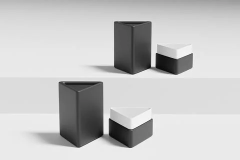 Black trianglular box mockup, triangular paper tube packaging mockup 스톡 일러스트
