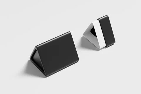 Black trianglular box mockup, triangular paper tube packaging mockup Illustrazione stock