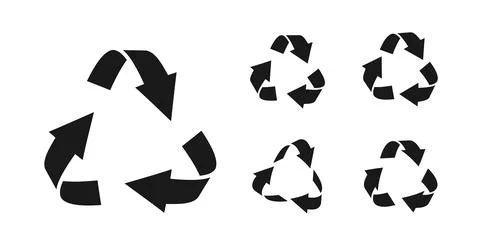 Black triangular recycle eco arrow icon set vector Stock Illustration