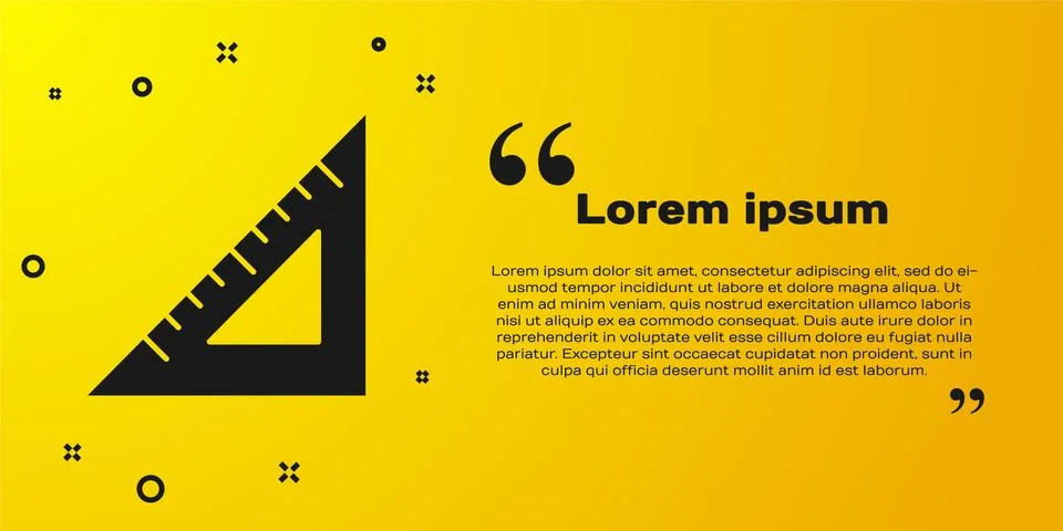 Black Triangular ruler icon isolated on yellow background. Straightedge symbol 스톡 일러스트