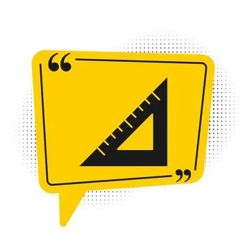 Black Triangular ruler icon isolated on white background. Straightedge symbol Stock Illustration