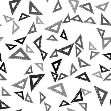 Black Triangular ruler icon isolated seamless pattern on white background Stock Illustration