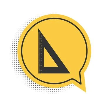 Black Triangular ruler icon isolated on white background. Straightedge symbol Illustrazione stock
