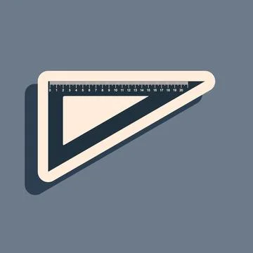 Black Triangular ruler icon isolated on grey background. Straightedge symbol Stock Illustration