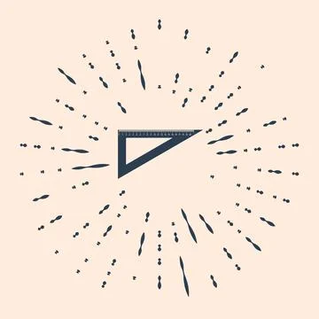 Black Triangular ruler icon isolated on beige background. Straightedge symbol Stock Illustration
