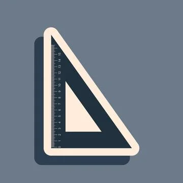 Black Triangular ruler icon isolated on grey background. Straightedge symbol Stock Illustration