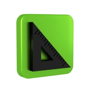 Black Triangular ruler icon isolated on transparent background. Straightedg.. Stock Illustration