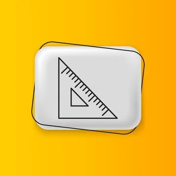 Black Triangular ruler icon isolated on yellow background. Straightedge sym.. Stock Illustration