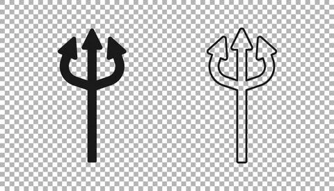 Black Trident devil icon isolated on transparent background. Happy Halloween  Stock Illustration