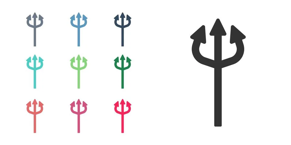 Black Trident devil icon isolated on white background. Happy Halloween party Stockillustratie