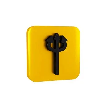 Black Trident devil icon isolated on transparent background. Happy Halloween Illustrazione stock