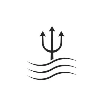 Black trident icon with waves Stock Illustration