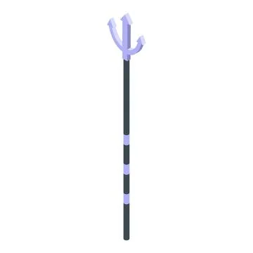 Black trident with silver tips standing up isometric view Illustration