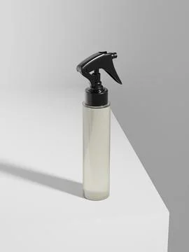 Black Trigger spray bottle mockup, translucent PET plastic sprayer packaging Stock-Illustration