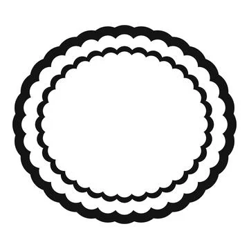 Black triple scalloped circle creating a decorative frame Stock Illustration
