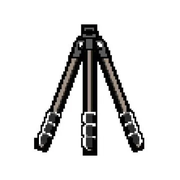 Black tripod camera pixel art vector illustration Stock Illustration