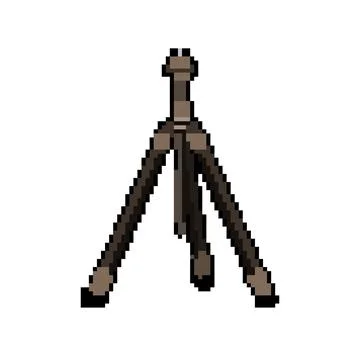 Black tripod camera pixel art vector illustration Stock Illustration