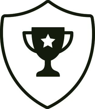 Black Trophy Cup Shield Badge Icon for Championship Winner Achievement Succe Stock Illustration