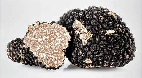 Black Truffle Isolated on White Background, Luxury Edible Fungi Representin.. Stock Photos