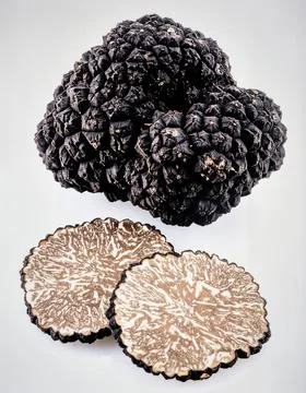Black Truffle Isolated on White Background, Luxury Edible Fungi Representin.. Stock Photos