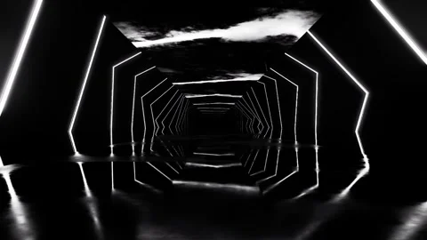 Black tunnel with seamless looping of light and shadow as the stage background Stock Footage 327118968