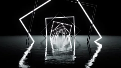 Black tunnel with seamless looping of light and shadow as the stage background Stock Footage 327120499