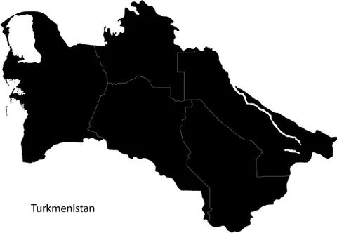 Black Turkmenistan map Stock Illustration