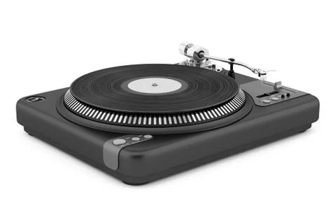 Black turntable isolated on white background Stock Illustration