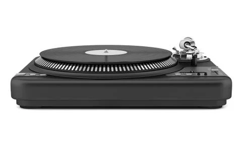 Black turntable isolated on white background Illustrazione stock