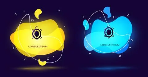Black Turtle icon isolated on black background. Abstract banner with liquid.. Stock Illustration