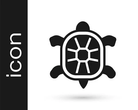 Black Turtle icon isolated on white background. Vector Stock Illustration