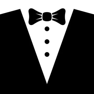 Black Tuxedo with Bow Tie. Vector 库存插图