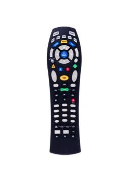 Black tv remote control front view isolated on white background Stock Photos