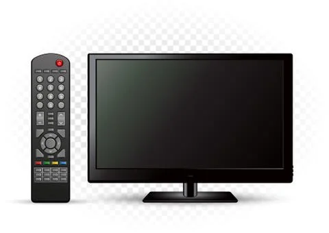 Black TV with remote control Stock Illustration
